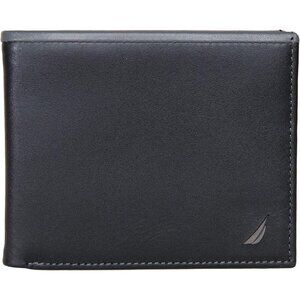 Men's Black/Grey Bifold Leather Wallet RFID Blocking ID Window Card Slots